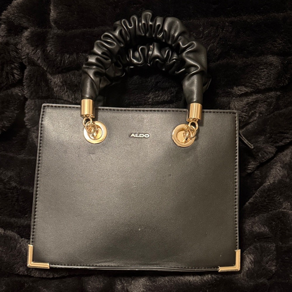 Aldo Elegant Black and Gold Shoulder Bag
